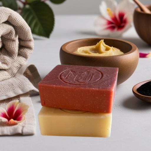 Savons Visage saponifies a froid decor zen, fleurs d'hibiscus et beurre de karite