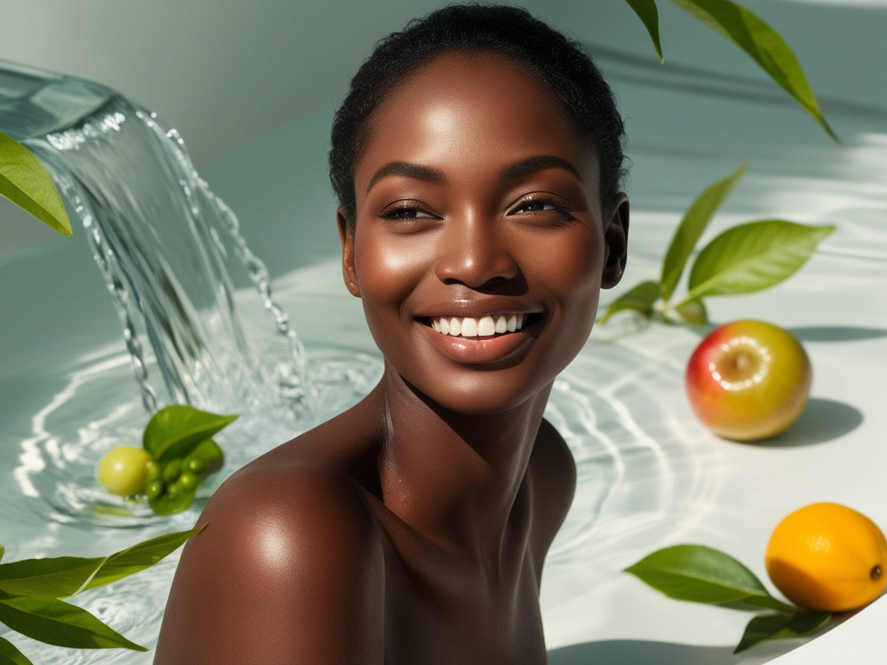 Photo d'une femme noire au teint lumineux