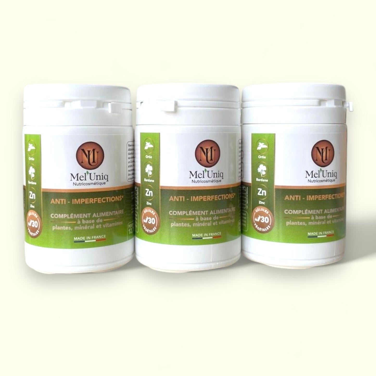 complément alimentaire Anti-Imperfections Mel'Uniq : lot de 3 piluliers