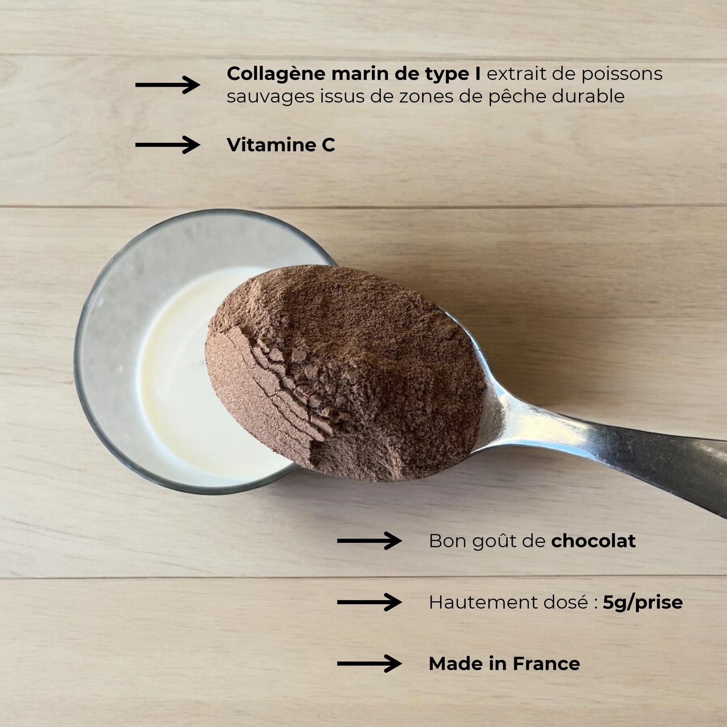 cuillère de collagene poudre chocolat & vitamine C Mel'Uniq