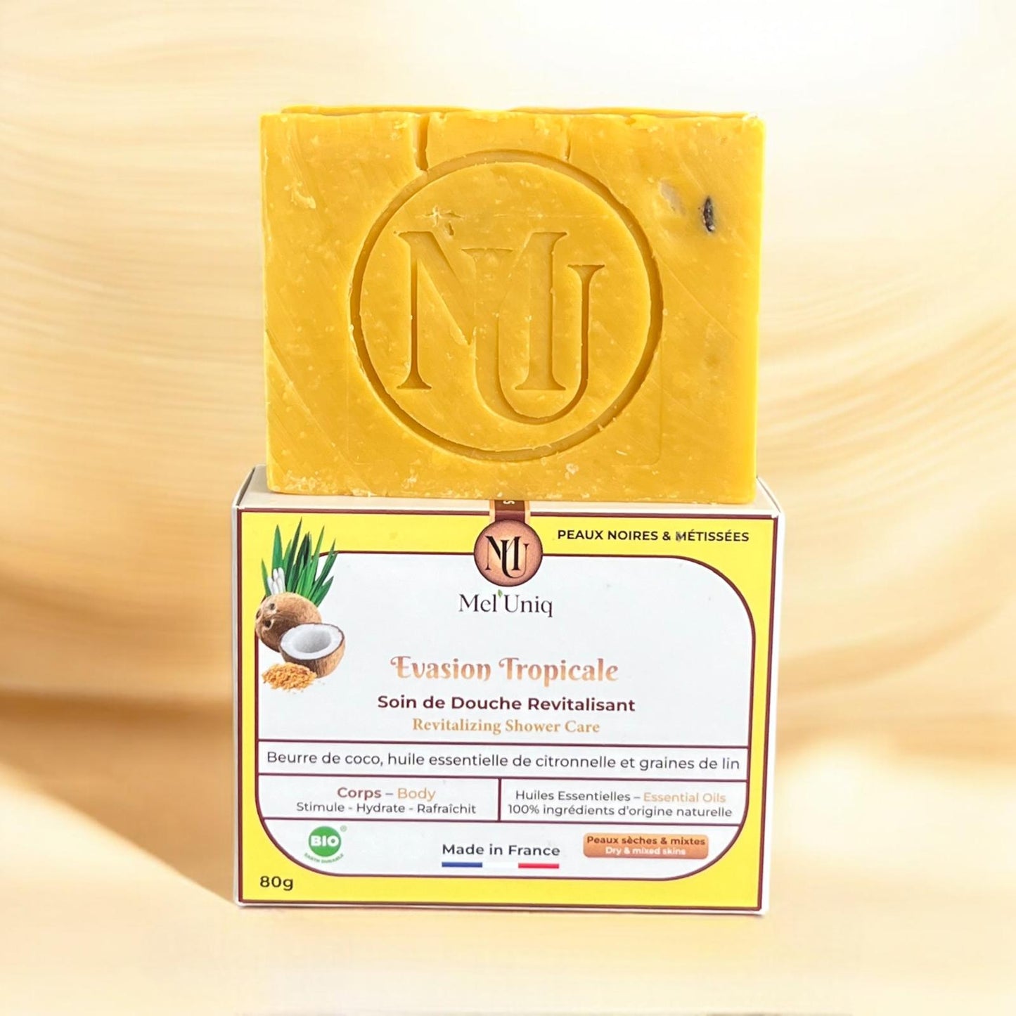savon corps revitalisant Evasion Tropical et son emballage