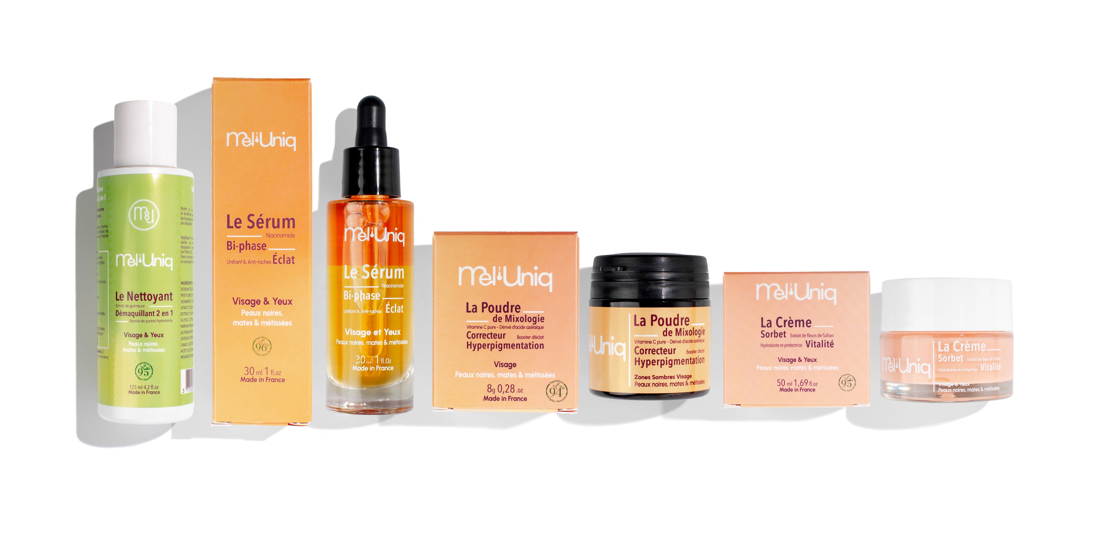 Gamme skincare Mel’Uniq conçue pour les peaux noires, mates et métissées