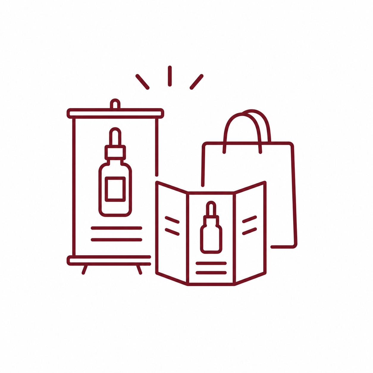 Icône représentant les supports marketing et PLV Mel'Uniq pour accompagner les partenaires professionnels