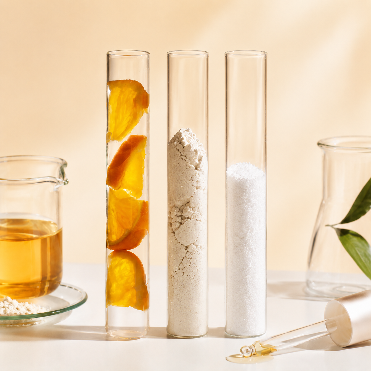 Actifs de la poudre de mixologie Mel’Uniq avec vitamine C, niacinamide et kaolin pour la correction ciblée de l’hyperpigmentation